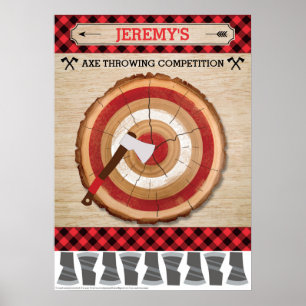 Lumberjack Birthday Party Game   BUTTON SCHWANZ Poster