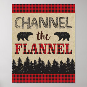 Lumberjack Birthday Party Sign Channel the Flannel Poster