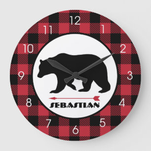 Lumberjack Black Bear Buffalo Große Wanduhr