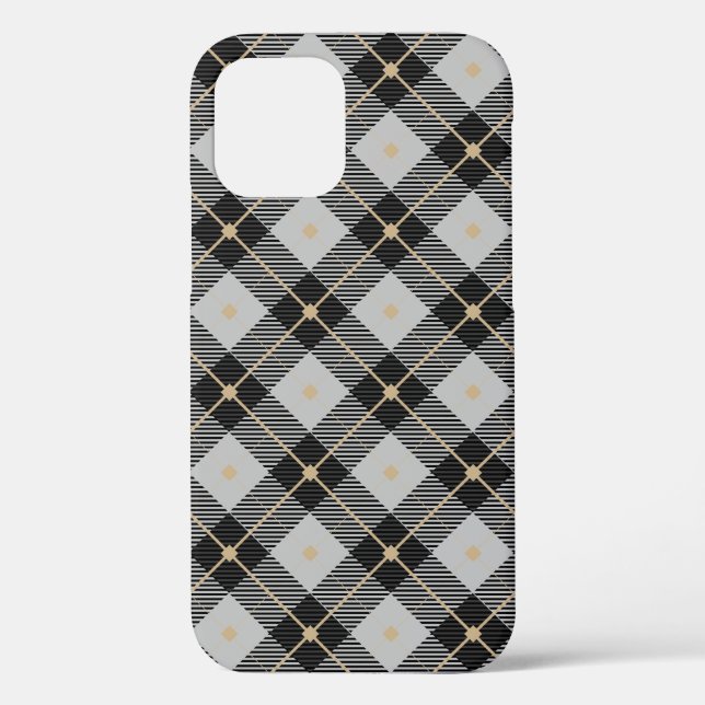 Lumberjack Black Grau Kariertes Muster Case-Mate iPhone Hülle (Rückseite)