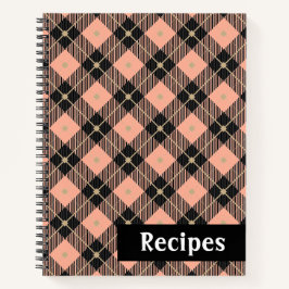 Lumberjack Black Pink Coral Kariertes Rezept Notizbuch