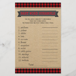 Lumberjack Boho Baby Showspiele Word Scramble