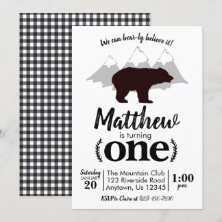 Lumberjack Boy Bear Erster Geburtstag Einladung