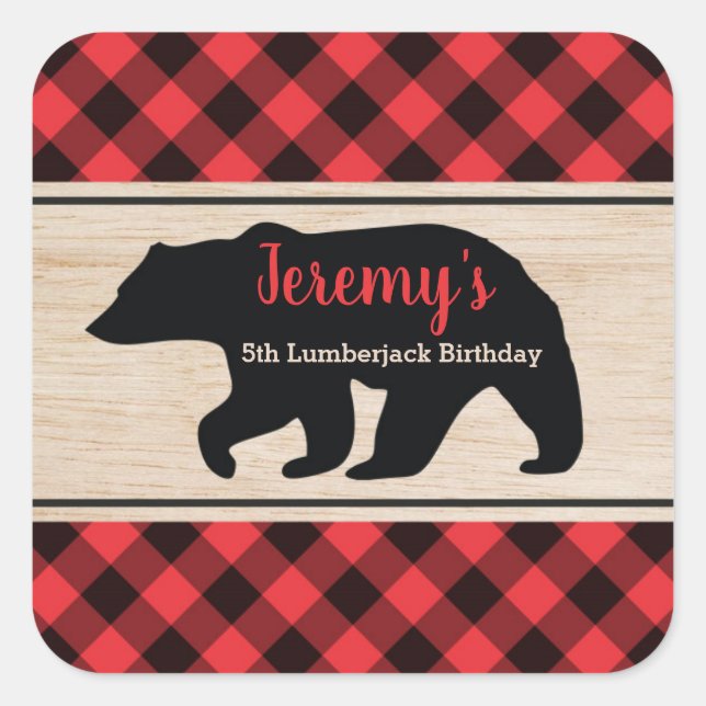 Lumberjack Boy Birthday Party Gefallen Sticker (Vorderseite)