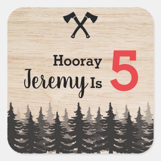 Lumberjack Boy Birthday Party Gefallen Sticker (Vorderseite)