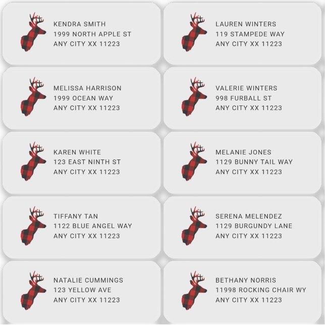 Lumberjack Buck Head Guest Address Labels (Vorderseite)