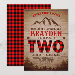 Lumberjack Buffalo Kariert Außen Zweiten Geburtsta Einladung
