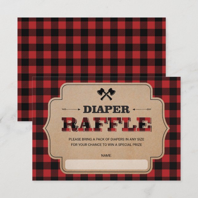 Lumberjack Buffalo Kariert Boy Diaper Raffle Ticke Begleitkarte (Vorne/Hinten)