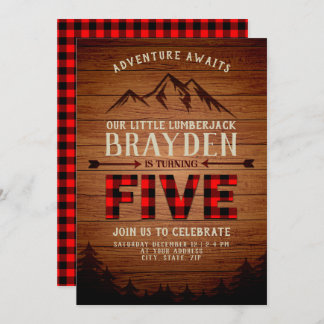 Lumberjack Buffalo Kariert Fünfter Geburtstag Einladung