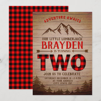 Lumberjack Buffalo Kariert Outdoor Zweiter Geburts Einladung