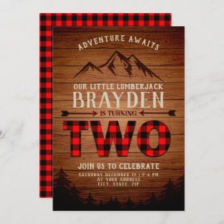 Lumberjack Buffalo Kariert zweiter Geburtstag Einladung