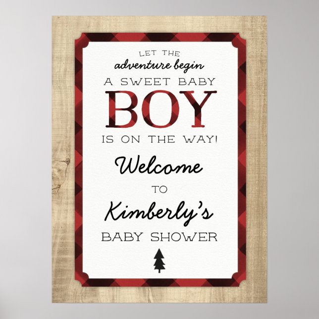 Lumberjack Buffalo Karierte Babydusche Empfang Poster (Vorne)