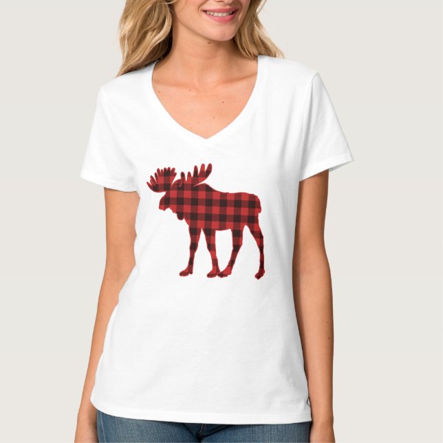 Lumberjack Buffalo Karierter Karo Weihnachtsmond T-Shirt (Vorderseite)