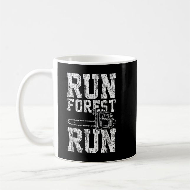 Lumberjack Chainsaw Run Forest Run Funny Kaffeetasse (Links)
