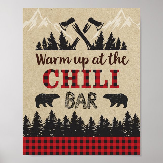 Lumberjack Chili Bar Sign, Geburtstagsparty, Aufwä Poster (Vorne)