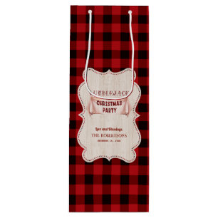 Lumberjack Christmas Party Red Buffalo Wood Geschenktüte Für Weinflaschen