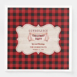 Lumberjack Christmas Party Red Buffalo Wood Serviette
