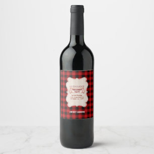 Lumberjack Christmas Party Red Buffalo Wood Weinetikett