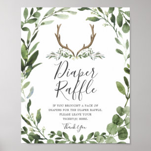 Lumberjack Deer Baby Dusche Windel Raffle Sign Poster