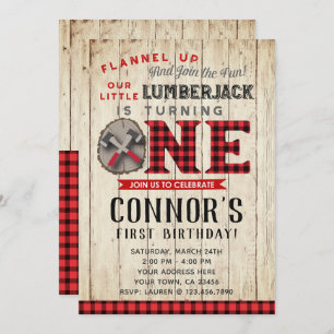 Lumberjack Erster Geburtstag Einladung