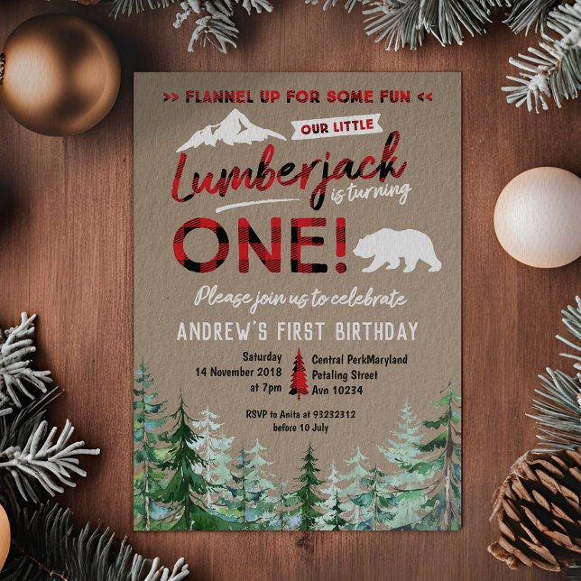 Lumberjack Erstgeburt Woodland Einladung (Von Creator hochgeladen)