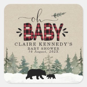 Lumberjack Flanell oh Baby Shower Sticker