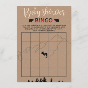 Lumberjack Flannel Babydusche Bingo Game Card Begleitkarte