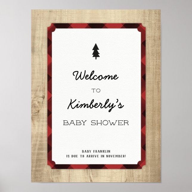 Lumberjack Flannel Boy Baby Dusche Willkommen Poster (Vorne)