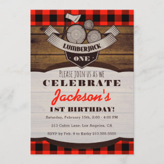 Lumberjack Flannel Woodsy Boy Birthday Einladung