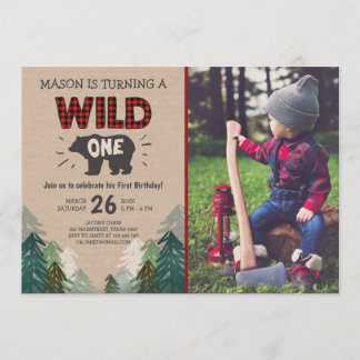 Lumberjack Geburtstag Einladung Wild One Forest