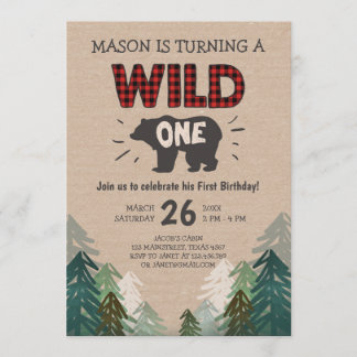 Lumberjack Geburtstag Einladung Wild One Forest