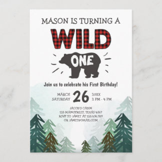 Lumberjack Geburtstag Einladung Wild One Forest