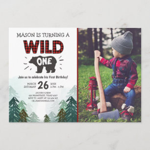 Lumberjack Geburtstag Einladung Wild One Forest