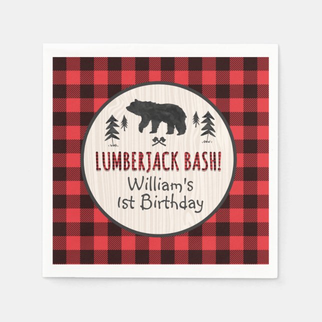Lumberjack Geburtstagsparty Napkin Lumberjack Part Serviette (Vorderseite)