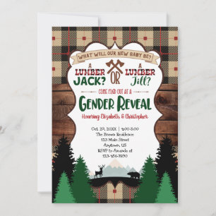 Lumberjack Gender Reveal Baby Shower Einladung
