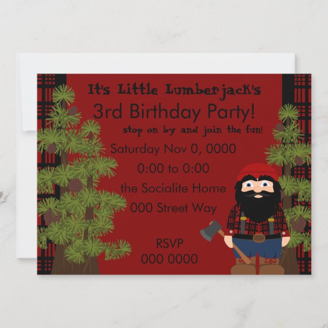 Lumberjack Gnome Einladung (Vorderseite)