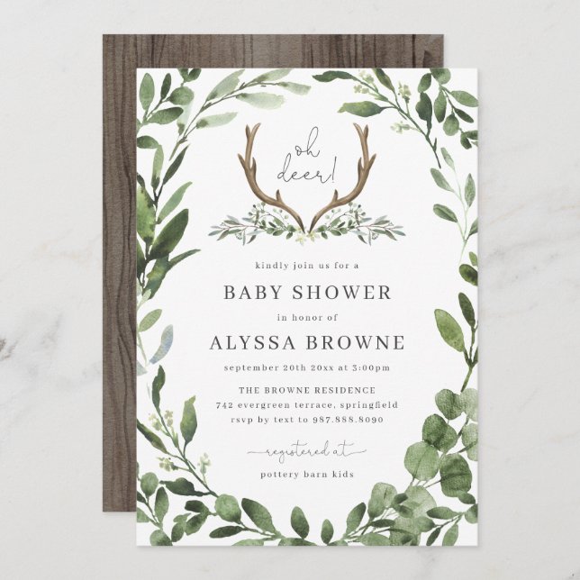 Lumberjack Hirschdusche Einladung (Vorne/Hinten)