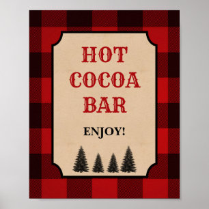 Lumberjack Hot Cocoa Bar Party Schild Rot Kariert