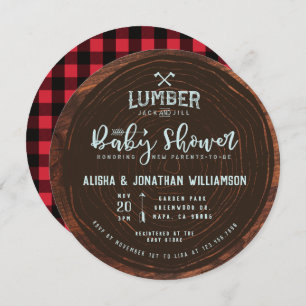 Lumberjack & Jill Baby Boy Dusche Wood & Red Karie Einladung
