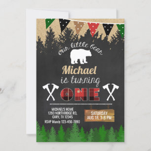 Lumberjack Junge Einladung zum 1. Geburtstag.