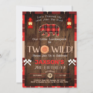 Lumberjack Junge Einladung zum 2. Geburtstag.