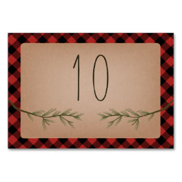 Lumberjack Kariert Evergreen Branches Wedding Tischnummer