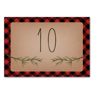 Lumberjack Kariert Evergreen Branches Wedding Tischnummer
