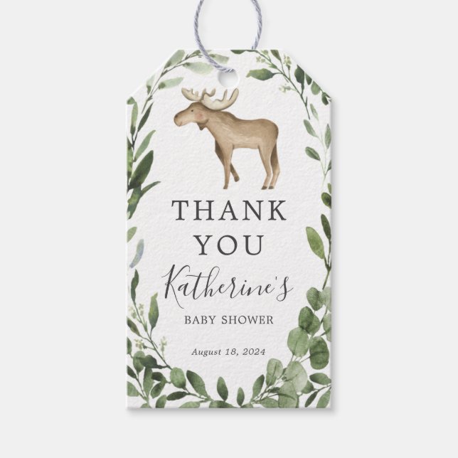 Lumberjack Moose Baby Dusche Gefallen Tag Geschenkanhänger (Vorderseite)