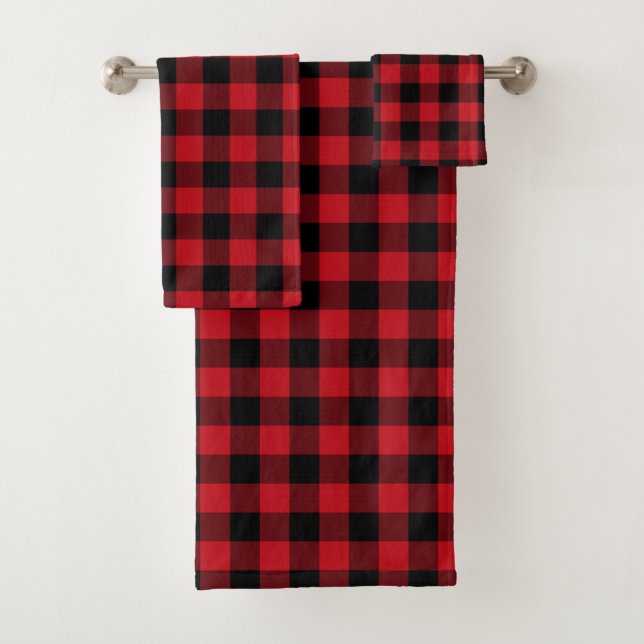 Lumberjack-Muster Rotes schwarzes Handtuch Set (Insitu)