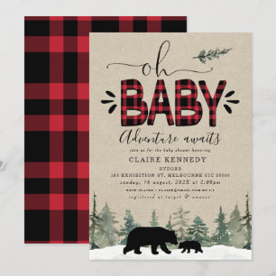 Lumberjack Oh Baby Flannel Babydusche Einladung