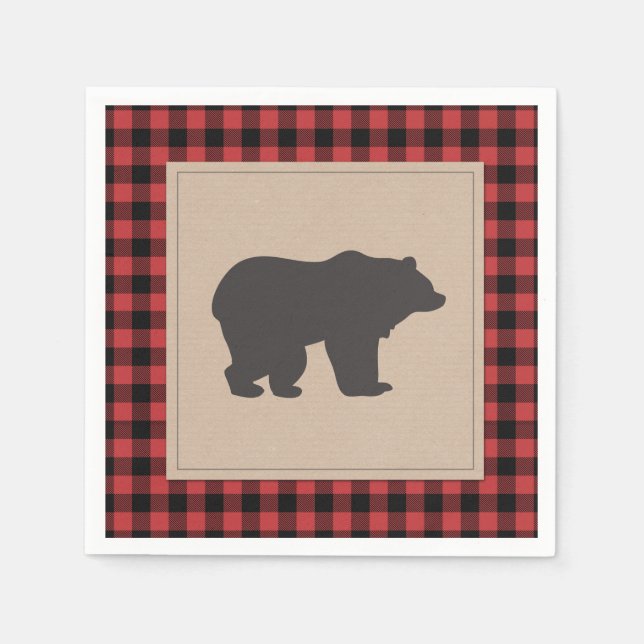 Lumberjack Paper Napkin Red Black Kariert kariert Serviette (Vorderseite)