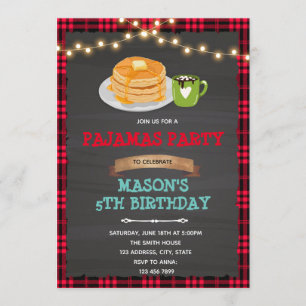 Lumberjack-Pfannkuchen und Schlafanzüge Einladung