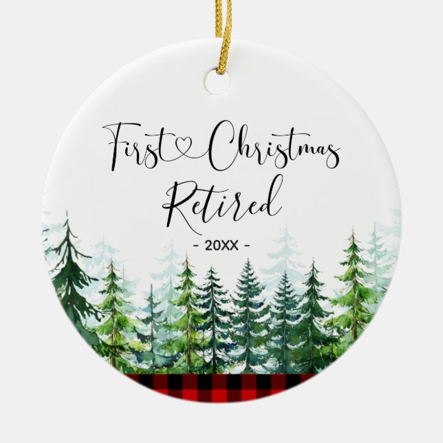 Lumberjack Pine Tree Remüde Erstes Weihnachtsfest Keramik Ornament (Vorne)