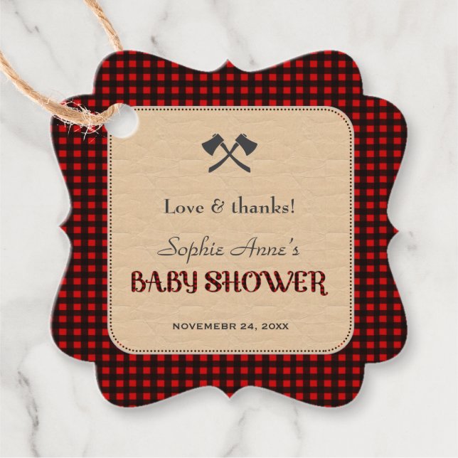 Lumberjack Red Buffalo Wild Hunter Baby Dusche Geschenkanhänger (Vorderseite)